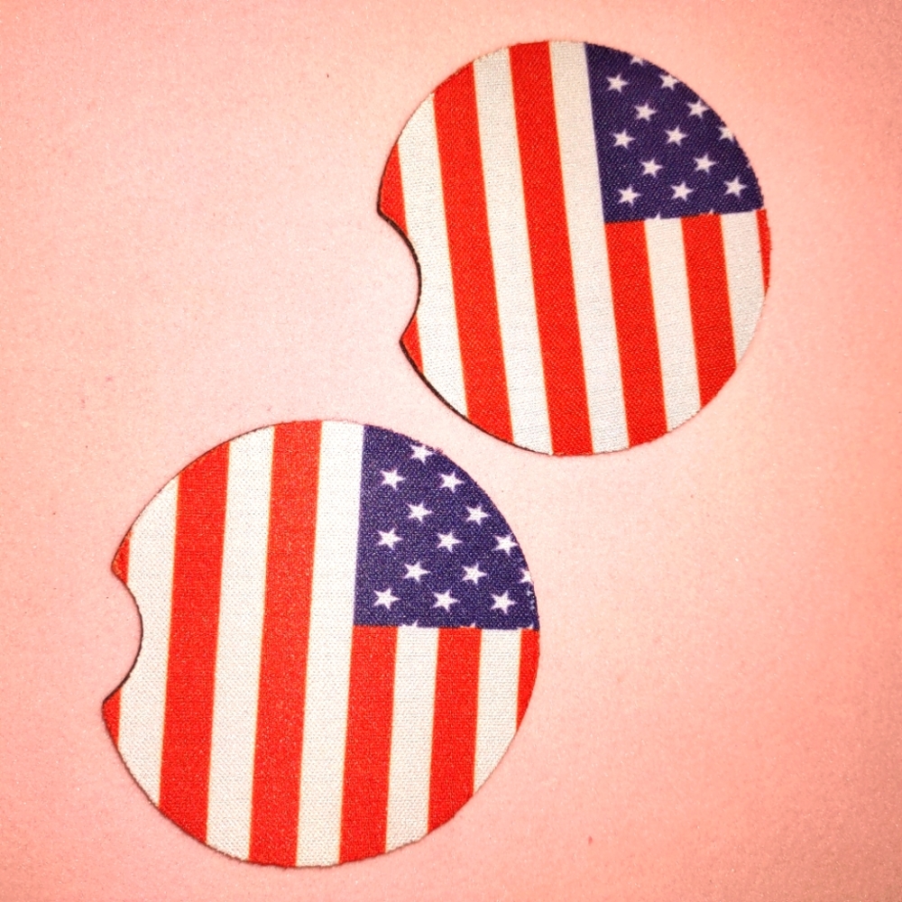 American Flag Neoprene Car Coasters